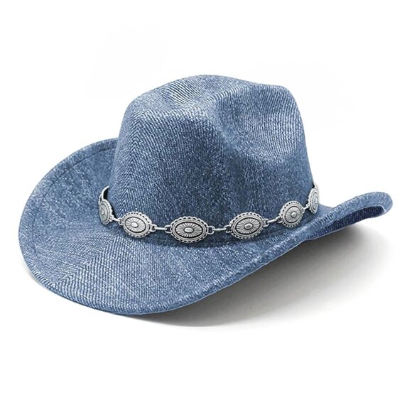 Denim Cowboy Hat Y2K Western Wide-Brim Adjustable Foldable Brim main image 7